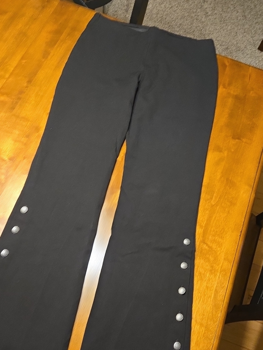 Fifteen Twenty Black Wide-Leg Pants with Silver Button Trim